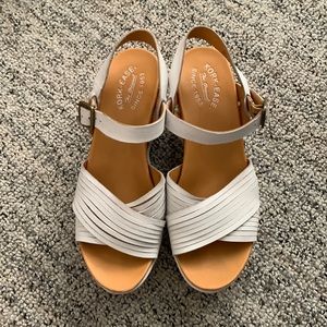 Kork-Ease white leather sandals.